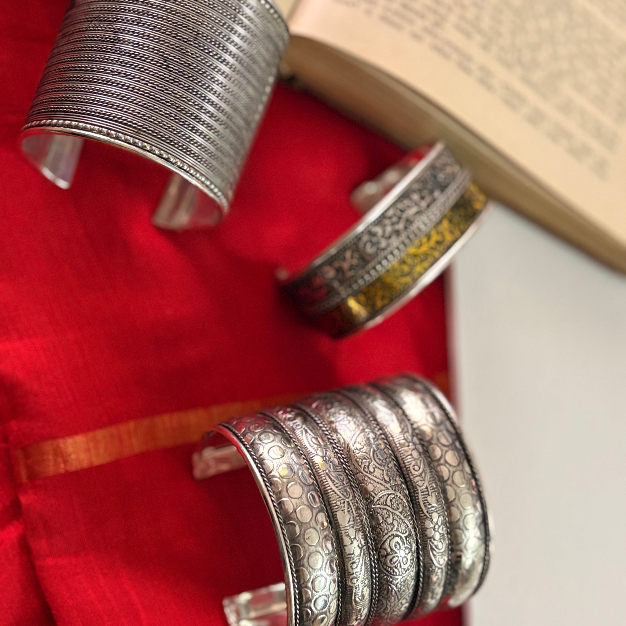 Harshali Silver Oxidised Cuff Bracelet