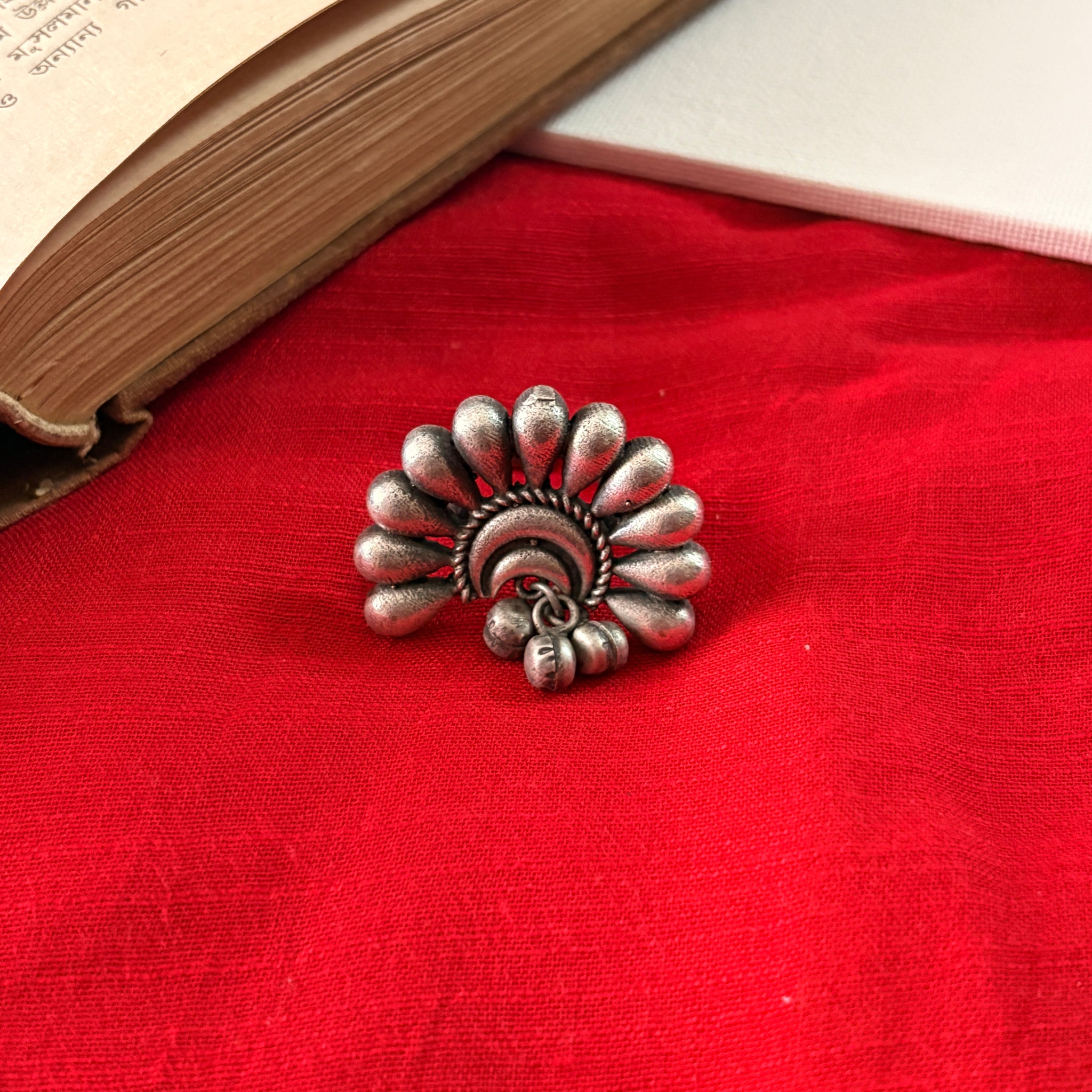 Selvi Ghungroo Silver Oxidised Ring