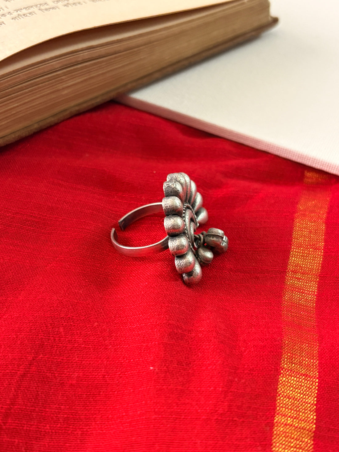 Selvi Ghungroo Silver Oxidised Ring
