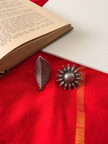 Aruna Silver Oxidized Filigree Ring Pack of Two