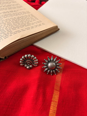 Omisha Silver Oxidised Ring Pack Of Tow