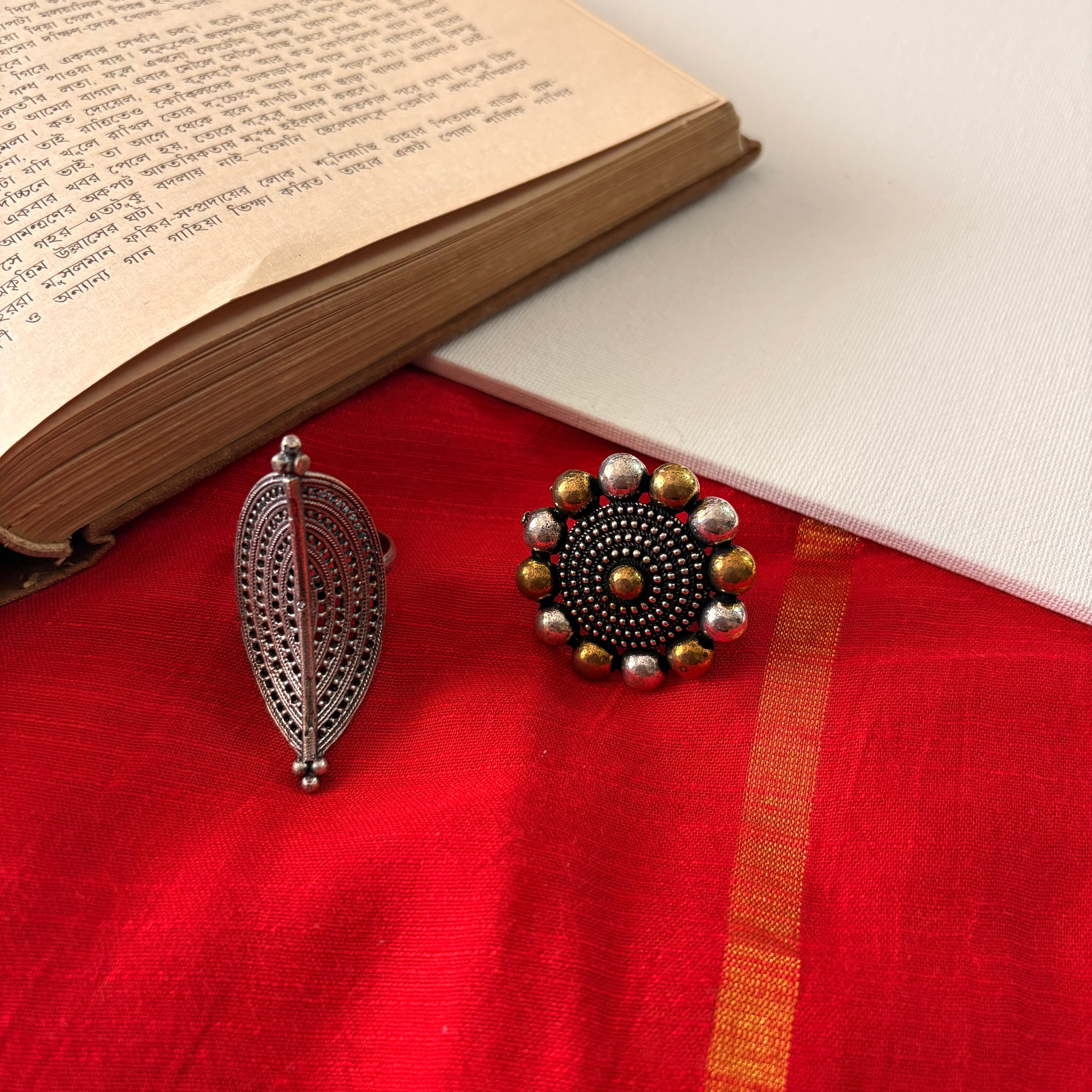 Dhanya Silver Oxidised Ring Pack Of Two