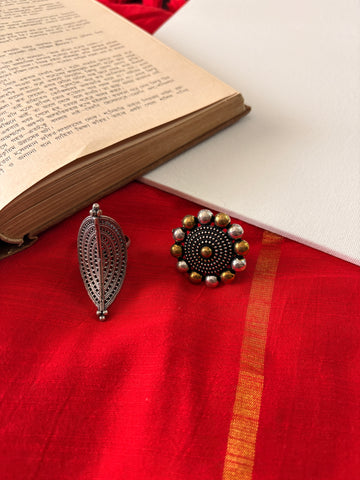 Dhanya Silver Oxidised Ring Pack Of Two