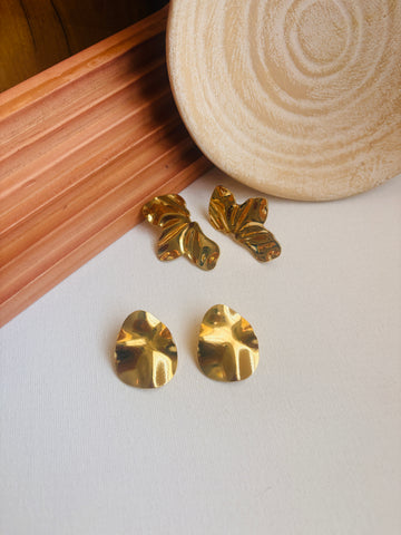 Niska Statement Earrings 18k Gold plated Anti Tarnish Pack of two
