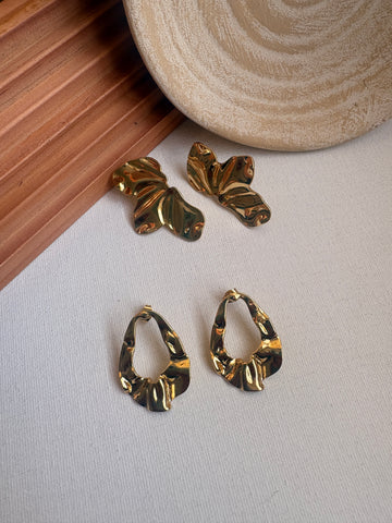 Niska Statement Earrings 18k Gold plated Anti Tarnish Pack of 2