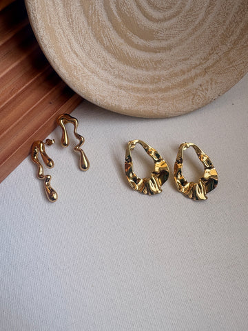 Niska Statement Earrings 18k Gold plated Anti Tarnish Pack of 2
