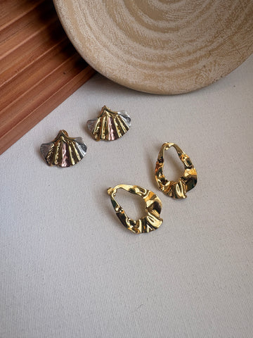 Niska Statement Earrings 18k Gold plated Anti Tarnish Pack of 2