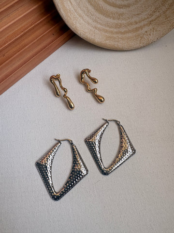 Niska Statement Earrings 18k Gold plated Anti Tarnish Pack of two