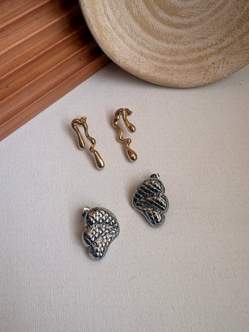 Niska Statement Earrings 18k Gold plated Anti Tarnish Pack of two