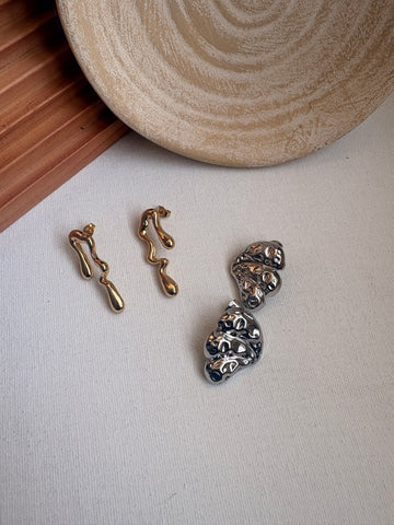 Niska Statement Earrings 18k Gold plated Anti Tarnish Pack of  two