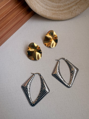 Niska Statement Earrings 18k Gold plated Anti Tarnish Pack of two