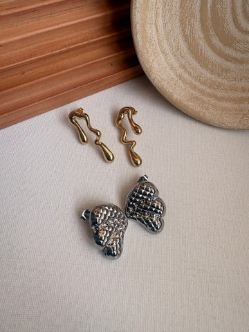 Niska Statement Earrings 18k Gold plated Anti Tarnish Pack of two