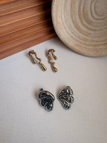 Niska Statement Earrings 18k Gold plated Anti Tarnish Pack of two