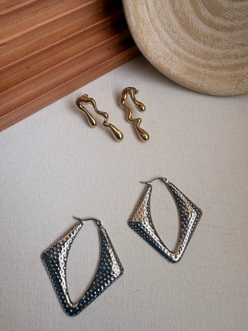 Niska Statement Earrings 18k Gold plated Anti Tarnish Pack of two