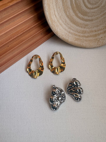 Niska Statement Earrings 18k Gold plated Anti Tarnish Pack of two