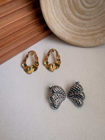 Niska Statement Earrings 18k Gold plated Anti Tarnish Pack of two