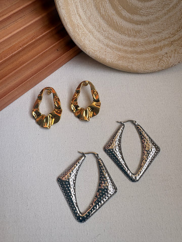 Niska Statement Earrings 18k Gold plated Anti Tarnish Pack of two