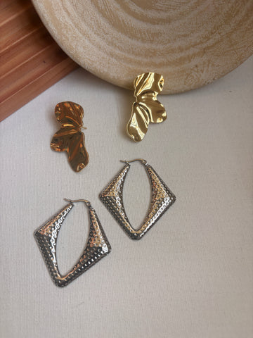 Niska Statement Earrings 18k Gold plated Anti Tarnish Pack of two