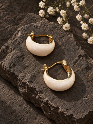 Ivory Resin Hoop Earrings