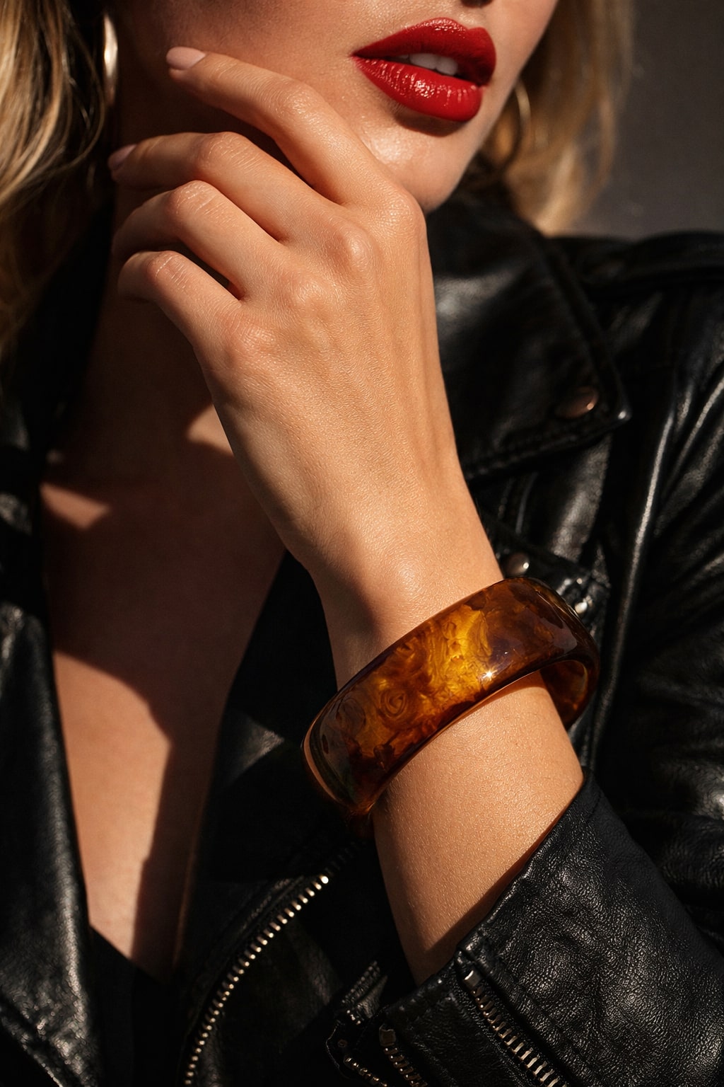 Niska Warm Tone Resin Statement Bangle