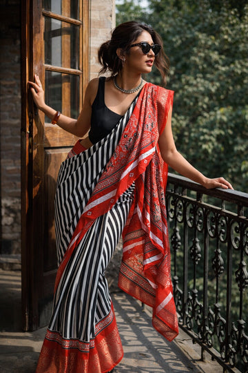 Niska Ajrakh Print Modal Silk Saree