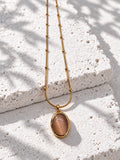 Niska gold-tone oval pendant AD Stone Silver replica necklace