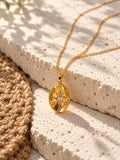 Niska gold-tone celestial oval replica necklace – travertine product view