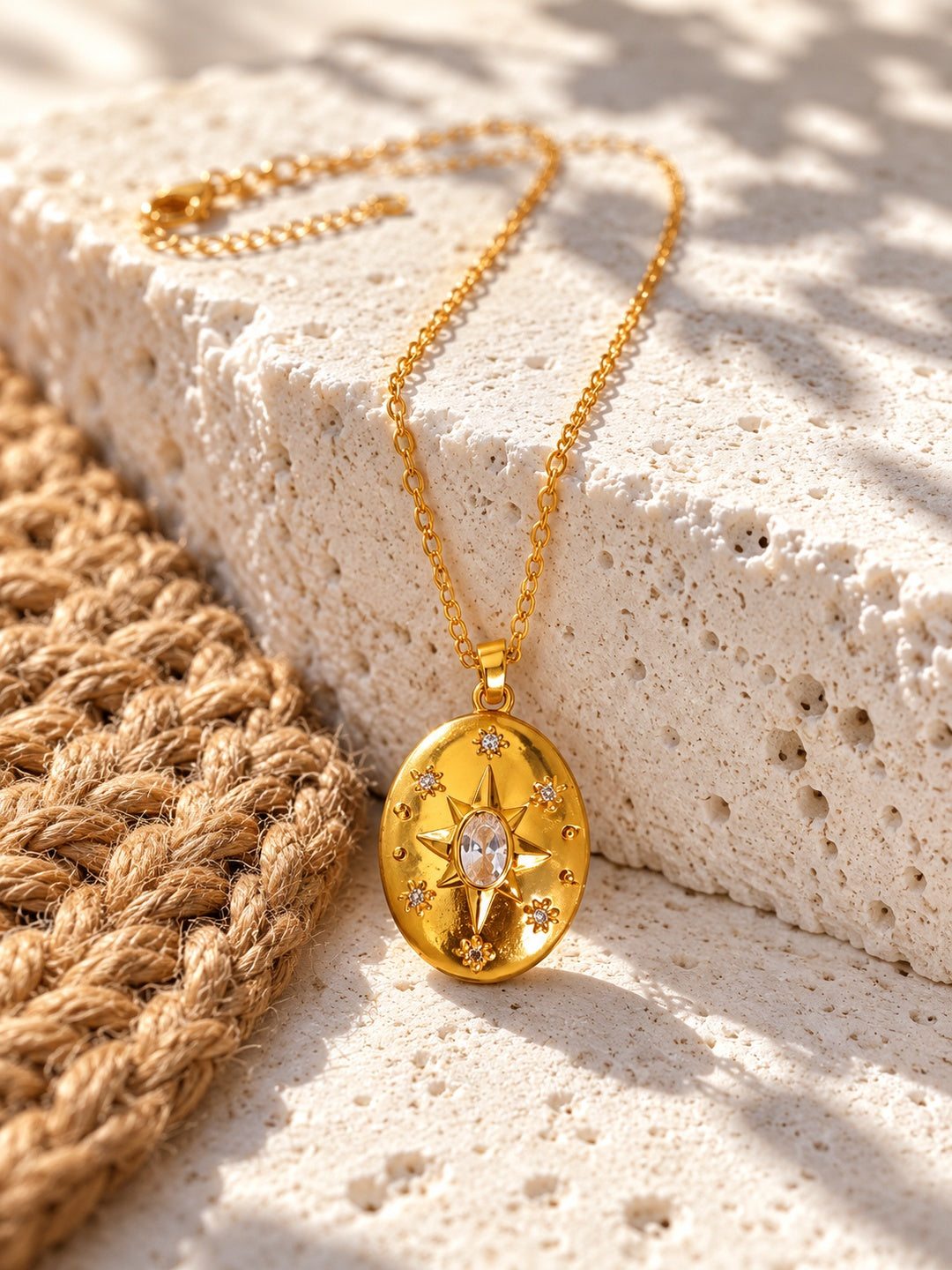 Niska gold-tone celestial oval replica necklace – pendant detail