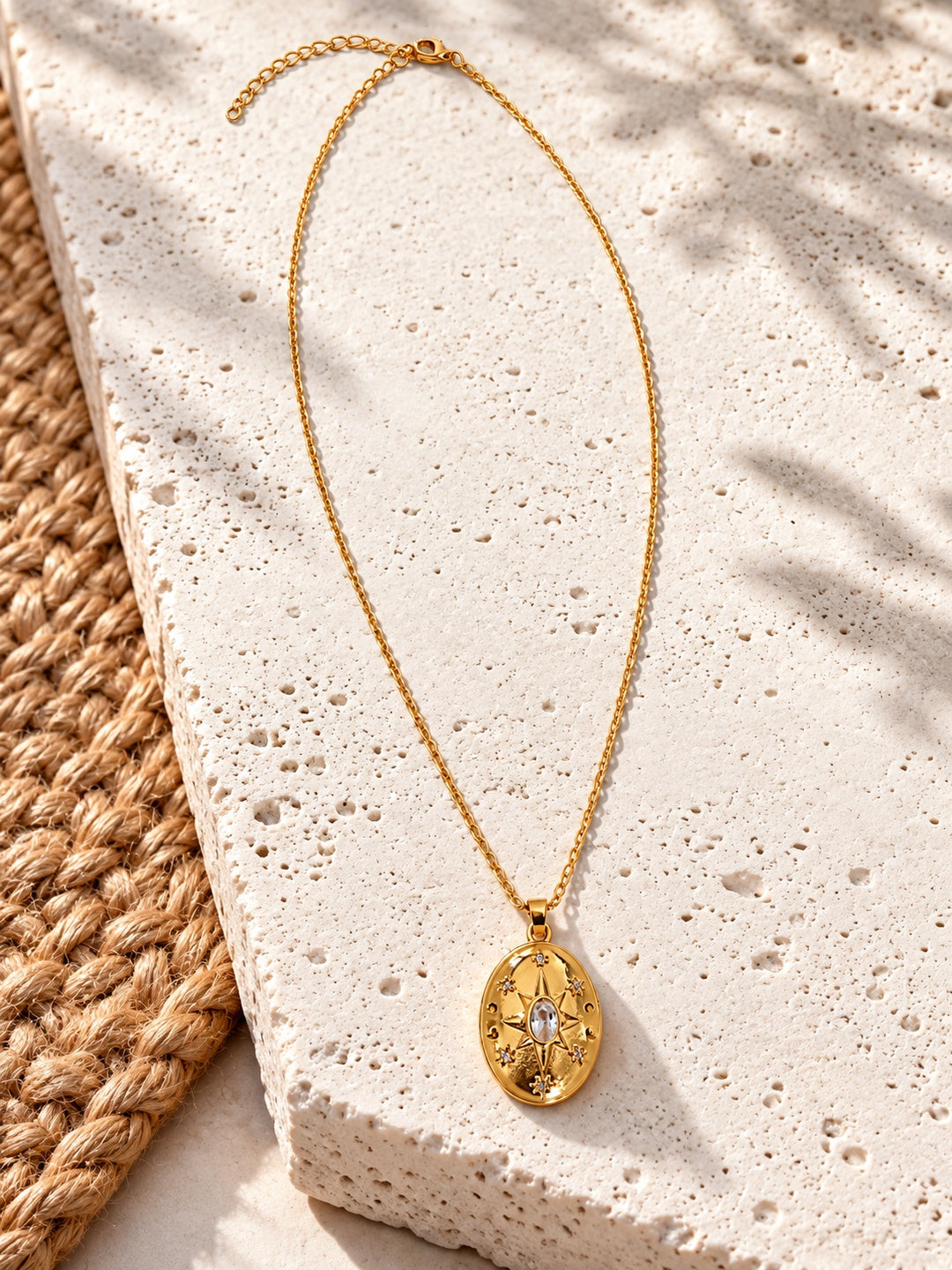 Niska gold-tone celestial oval replica necklace – full chain view