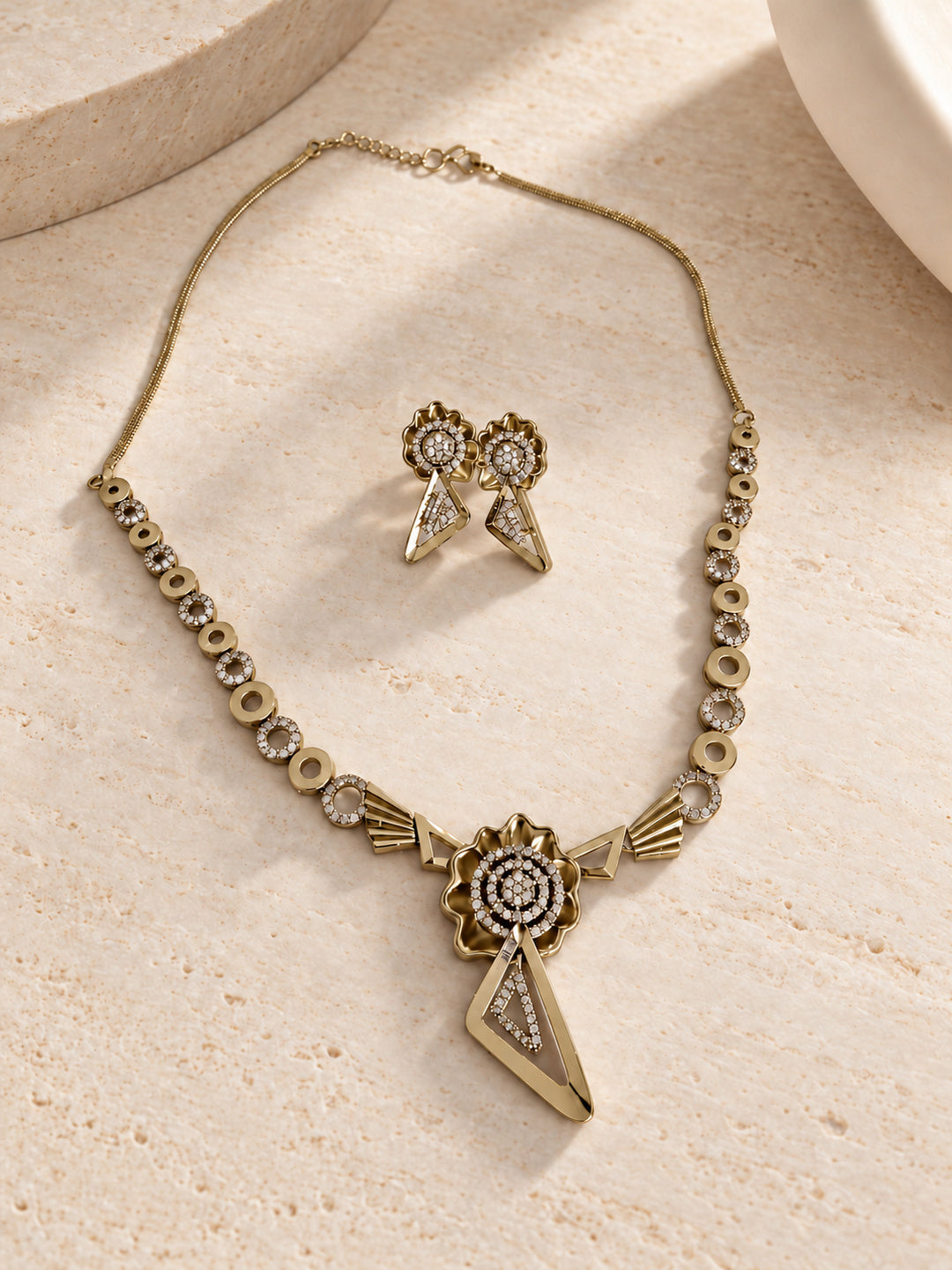 Niska gold-tone floral geometric replica necklace and earring set - view 4