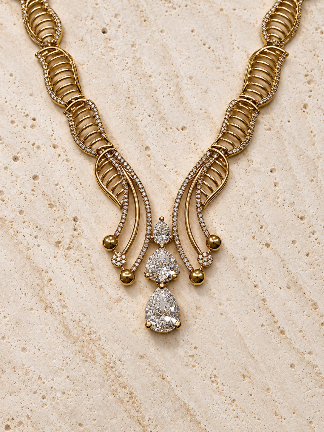 Niska AD stone necklace and matching earrings — editorial view 10