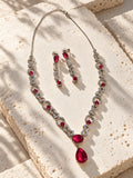 Niska ruby red silver replica necklace set product view 4