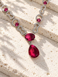 Niska ruby red silver replica necklace set product view 5