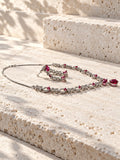 Niska ruby red silver replica necklace set product view 6