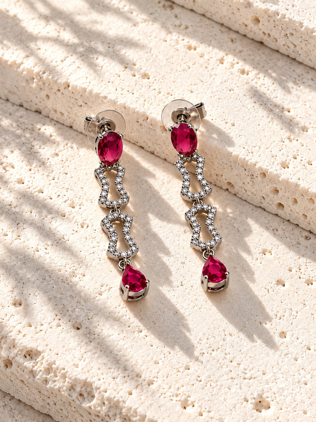 Niska ruby red silver replica necklace set product view 9