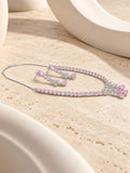 Niska blush pink teardrop silver replica necklace and earrings set - view 7