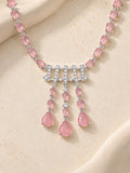 Niska blush pink teardrop silver replica necklace and earrings set - view 8