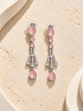 Niska blush pink teardrop silver replica necklace and earrings set - view 9