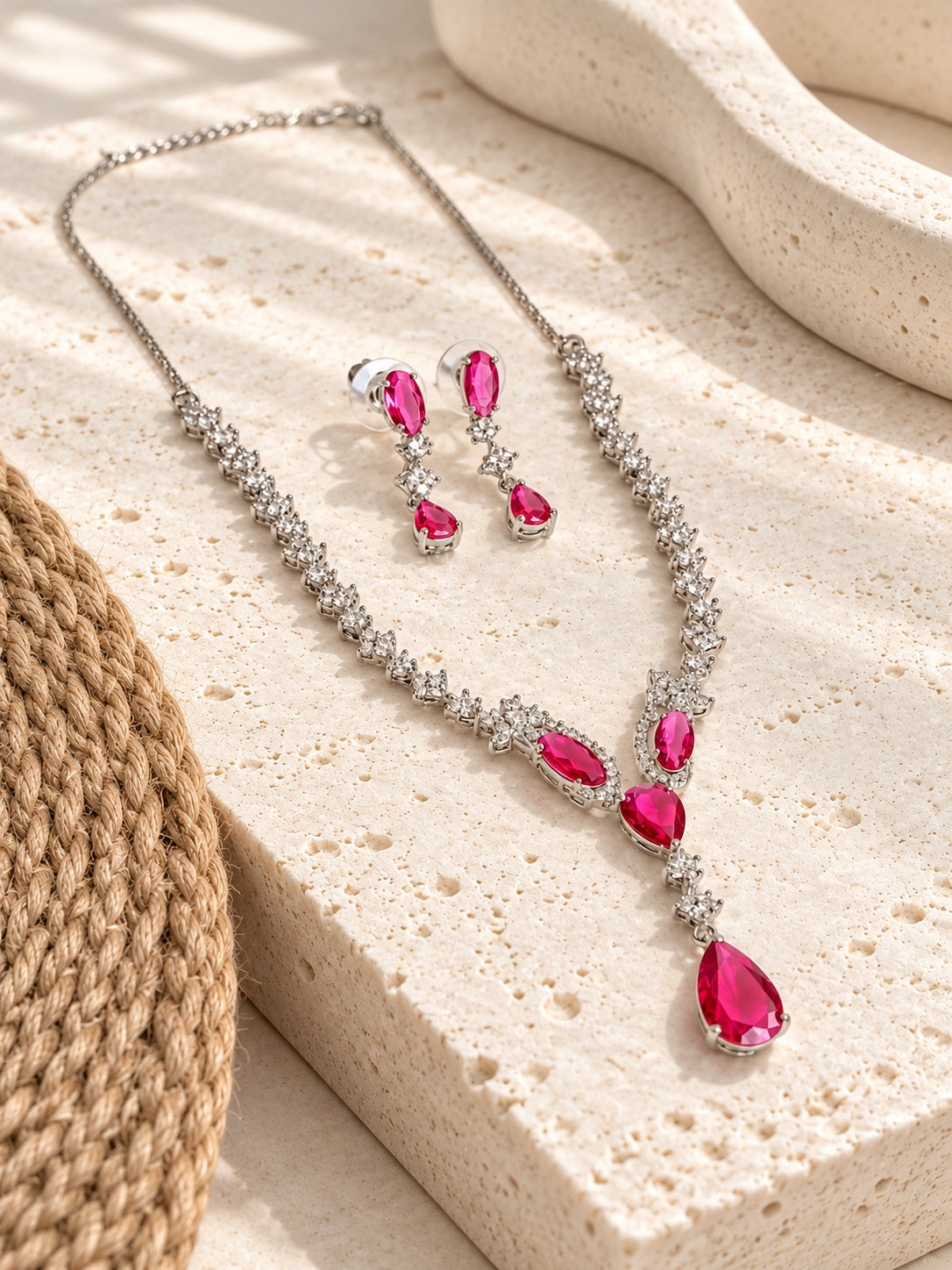 Niska pink AD Stone Silver replica jewellery – view 4