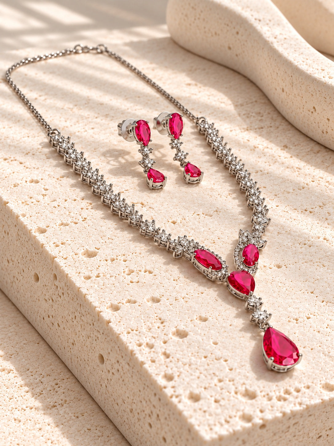 Niska pink AD Stone Silver replica jewellery – view 6
