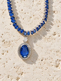 Niska navy blue AD stone replica necklace and earrings set NE26N10482 – view 9