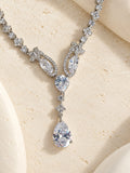 Niska pear-drop silver-tone replica necklace and earring set pendant detail