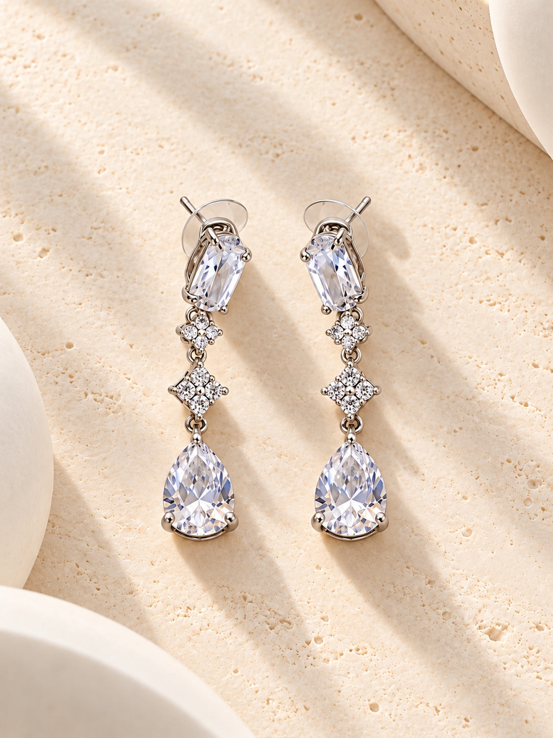 Niska pear-drop silver-tone replica necklace and earring set earrings