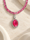 Niska rose pink oval replica necklace and earrings set NE26N10484 product view 3