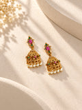 Niska gold-tone temple replica necklace and jhumka set - view 9