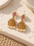 Niska temple replica necklace and jhumka earrings - product view 3