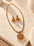 Niska temple replica necklace and jhumka earrings - product view 10