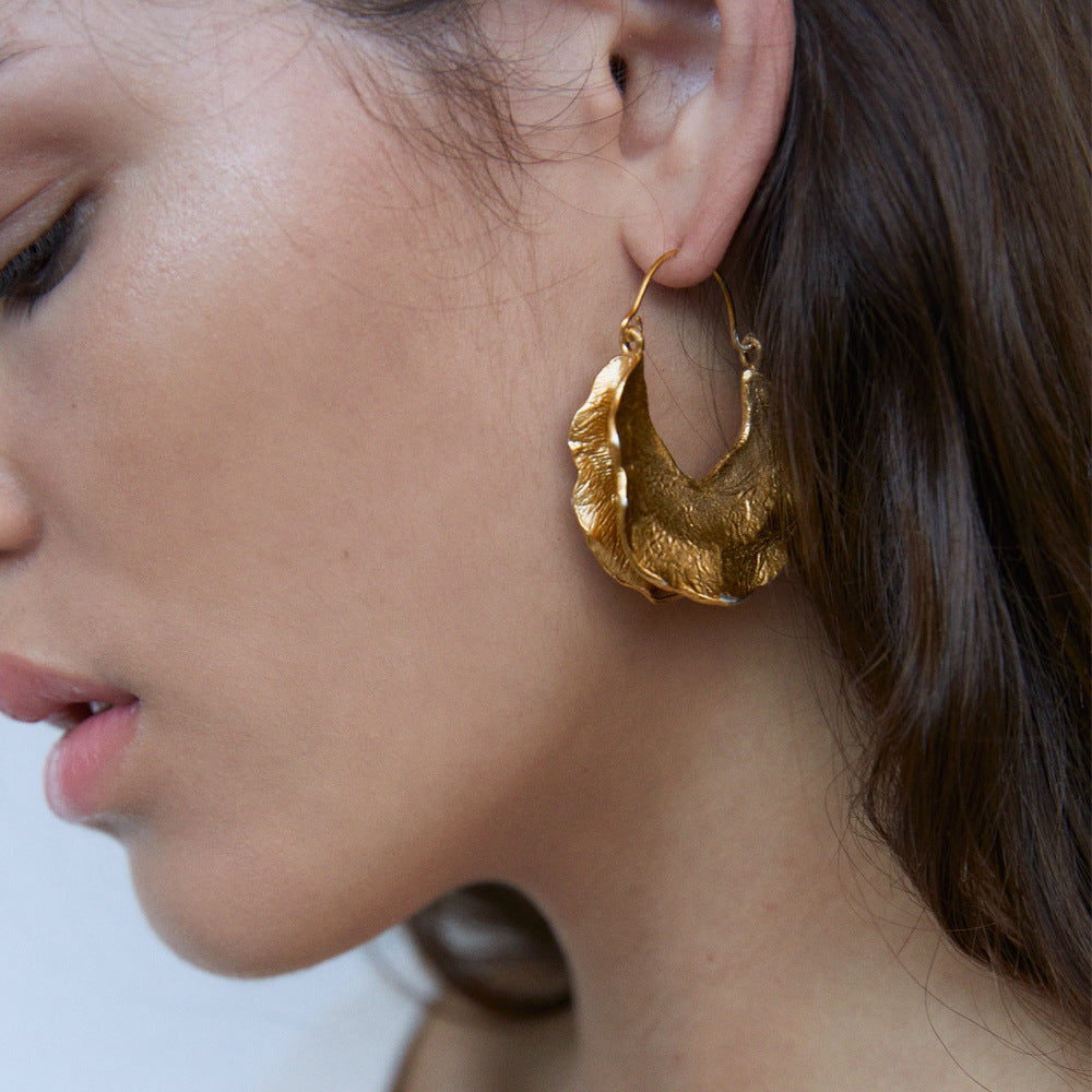 Leaf Solid Color Anti Tarnish 18K Gold Plating Earrings