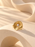 Niska gold-tone petal pearl replica statement ring - view 3
