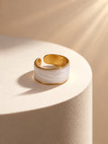 Niska pearl-white gold-tone adjustable wide band ring view 4